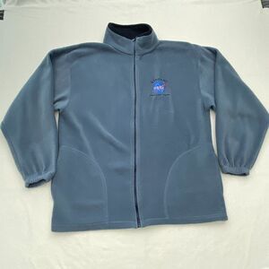 NASA Fleece Jacket Goddard Space Flight Center Full Zip Blue Gray Mens XL